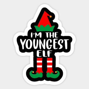 I'm the youngest ELF Family Matching Group Christmas Costume Pajama Funny Gift Sticker